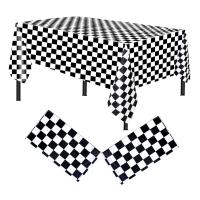 Mantel abstracto rectangular, tapete de picnic, juego desechable, blanco y negro, 137x274 cm - details 0