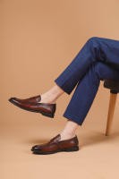 Mocasines de hombre, zapatos de cuero de un pedal de cuero genuino, primera capa de cuero de vaca de hombre - details 13