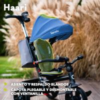 Haari Bicicleta 2 en 1 Menores hasta 25 kg 1,5-5 años Triciclo- Carrito Cesta espaciosa, Bolsa y portavasos Cinturones de 3 Puntos con Fundas Toldo Reposapiés Azul Oscuro - details 6