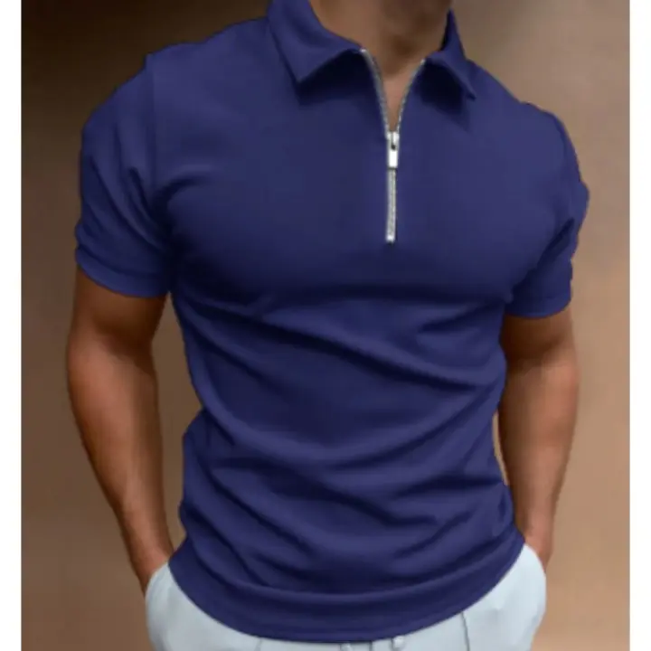 Polo de verano para hombre, camiseta de solapa de manga corta de color sólido, casual - 1