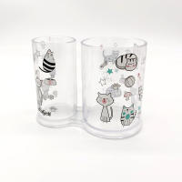 Cubo de almacenamiento de plástico, doble barril, hisopo de algodón, soporte para bolígrafo, caja de almacenamiento de maquillaje, estuche de impresión para cosméticos - details 0