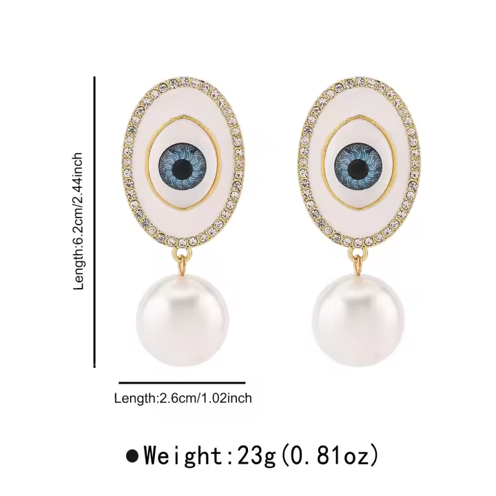 Pendientes de perlas francesas de moda con forma de ojo de diablo, pendientes de nicho vintage retro medieval. - 1