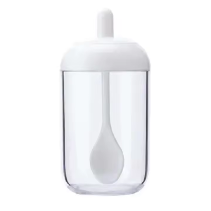 Tarro redondo con tapa, cuchara, botella, tarro sellado para condimentos, organizador de cocina - 1