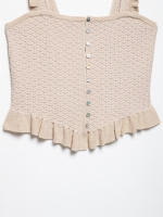 Moda para Mujer OUWU Chaleco de Punto Cortado a Raya, Cuello Cuadrado, Camisetas Sin Mangas Elegantes - details 5