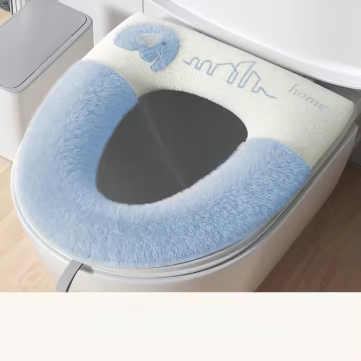 Alfombra de Elefante para Inodoro Cubierta Cálida y Gruesa para Asiento de Inodoro - 1
