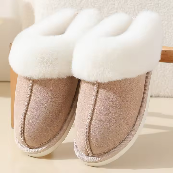 Otoño e invierno pelo grande boca gamuza zapatillas de algodón hogar de las mujeres antideslizante interior caliente zapatillas de felpa hombres - 1