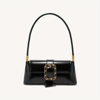 Bolso baguette retro vintage para mujer: elegante bolso de hombro marrón con correa de cadena en tono dorado, cierre magnético y forro de poliéster para uso diario, bolso novedoso - details 9