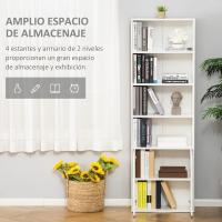 Estantería de Libros con 4 Compartimentos Abiertos Blanco 80 kg de Carga Tamaño 59x29x180 cm - details 3