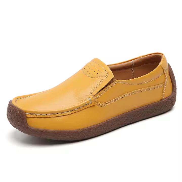 Zapatos de navegación informales sin zapatos de cuero clásicos para mujer, cómodos y de moda e - 1