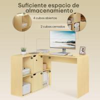 Escritorio Escritorio L Doble Tablero Escritorio Estantería 6 Compartimentos PC Ornador para Estudio Oficina Dormitorio Blanco 100cm - details 12