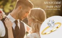 Anillo de compromiso eterno de moissanita, banda de boda de compromiso chapada en oro de 18K de lujo para mujer - details 0