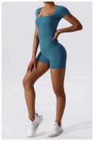 Mono de Yoga de Manga Corta para Mujer Ajustado Secado Rápido Entrenamiento de Danza Traje de Fitness Conjunto de Salto Alto Material Exterior de Nylon - details 11