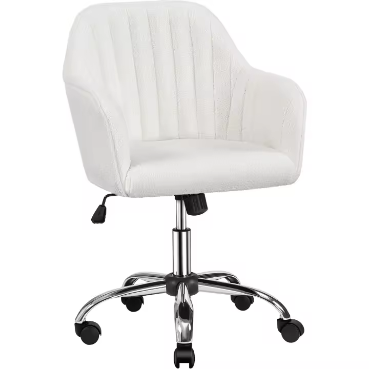 Silla de Oficina Silla de Ordenador Sillón Reclinable Giratorio de 360 °   Silla Altura Ajustable Carga 136 KG Color Blanco - 1