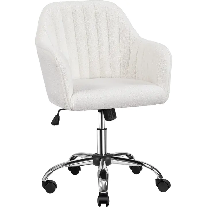 Silla de Oficina Silla de Ordenador Sillón Reclinable Giratorio de 360 °   Silla Altura Ajustable Carga 136 KG Color Blanco - 1