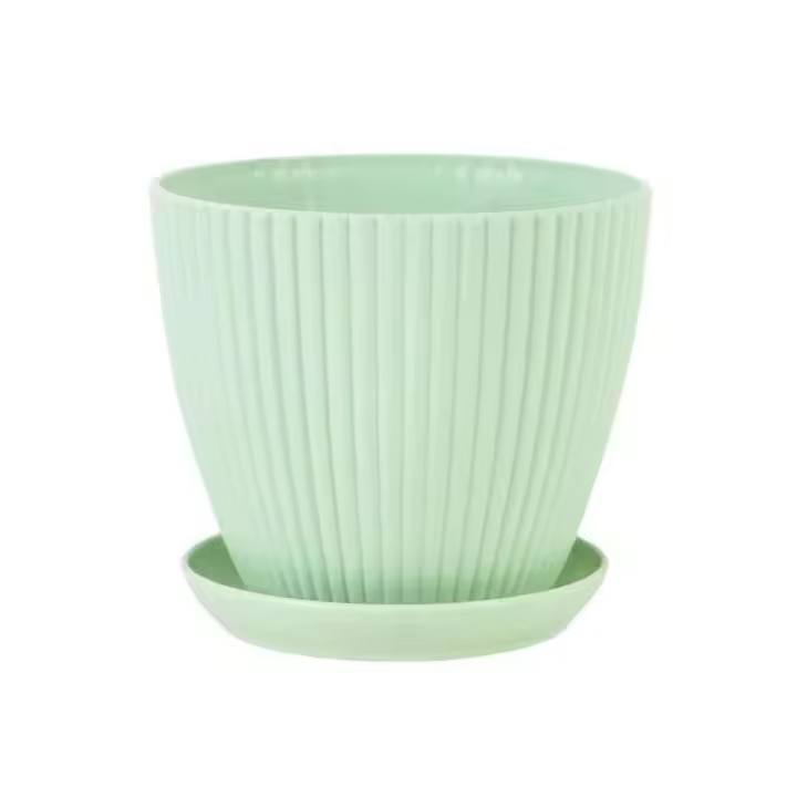 Flor de plástico planta jugosa circular ETA, raya vertical ETA con bandeja, decoración de escritorio para el hogar y la oficina - 1
