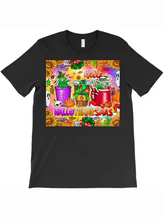 Hello Hallothanksmas Grinch camiseta regalo de papá suave y cómodo cuello redondo manga corta - 1