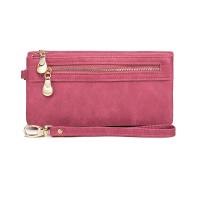 Cartera de Mujer de Cuero con Pulido Dull de Gran Capacidad Billetera de Doble Cierre Clutch Wristlet Cartera de Teléfono Monedero Porta Tarjetas Multiporo - details 12