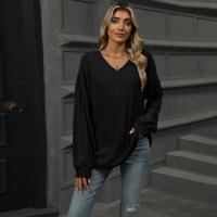 Top para mujer, camiseta holgada lisa con cuello en V, ropa popular coreana elegante de liquidación, años 90 - details 4