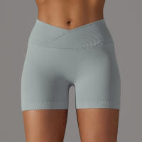 Hamidou pantalones cortos deportivos para mujer, Shorts de Yoga con cintura cruzada, gimnasio, entrenamiento, correr, cintura alta, realce de cadera, sin costuras, Fitness - details 28
