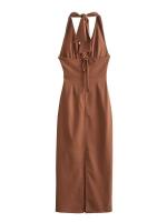 Elegante Vestido Largo 2025 Cuello Halter para Mujer, Moda sin Espalda, sin Mangas, Vestidos Ajustados al Cuerpo para Fiesta Femenina - details 2