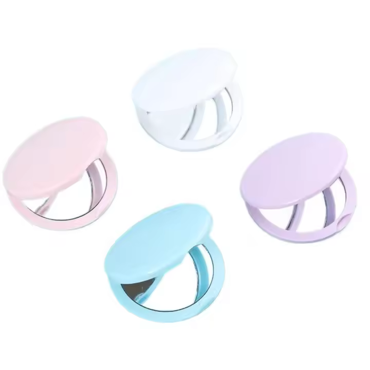Espejo redondo pequeño con tapa de doble cara creativo, Mini espejo plegable pequeño y bonito, espejo de maquillaje redondo para estudiante - 1