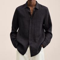 Camisa Larga De Manga Para Hombre Estilo Casual Color Sólido Cuello En V Talla Grande Algodón Hombres Ropa De Otoño - details 12