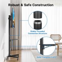 Soporte TV Ruedas para Pantallas de 23 a 60 Pulgadas, Soporte TV Suelo Ajustable en Altura con Estante, Soporte TV Movil Compatible con VESA 50x50mm a 400x400mm, Capacidad 40kg, Negro - details 1