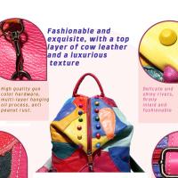 Mochila con remaches coloridos y negros para mujer, bolso de mano de cuero informal, impermeable, a la moda - details 1