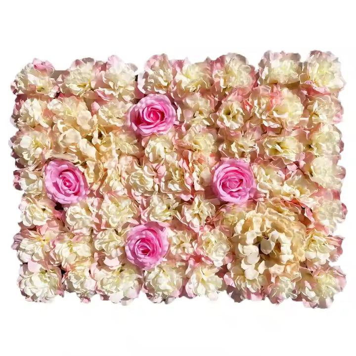 Panel de pared de flores de seda Artificial, decoración de fondo de fiesta de boda, Rosa Floral, aprox., 6 piezas Flor romántica para pared, 60x40cm/23,62x15,75 pulgadas - 1