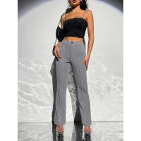 Mujeres elegantes de cintura alta, pantalones de vestir, pantalones lisos de pierna recta para - details 1