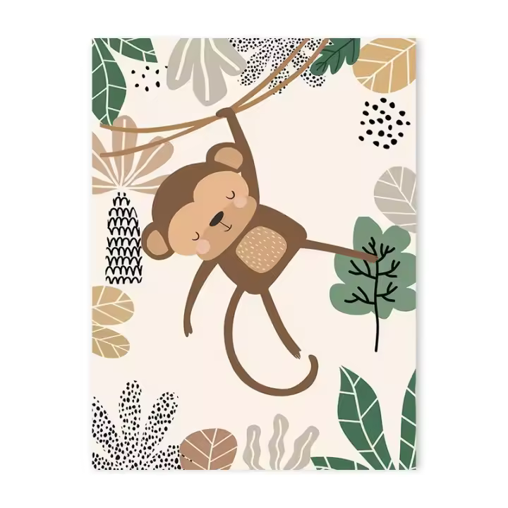 Pintura en lienzo de León, cebra, mono, arcoíris, animales, arte de pared para guardería, carteles nórdicos e impresiones, imágenes de pared, decoración de habitación de bebés y niños - 1