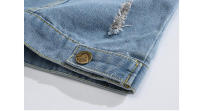Chalecos vaqueros rasgados para hombre, ropa sin mangas, estilo retro, algodón, otoño - details 8