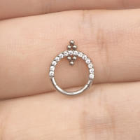 Pendientes de aro para piercing para mujer, aro con bisagras para el cartílago, hélice g23, cuentas de titanio, cz, para la nariz, segmento con bisagras, tragus, cartila, 1 unidad - details 6