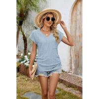BUNO-2025 Camisetas para mujer de manga larga de algodón para mujer, camisetas con manga casquillo y cuello en V, camiseta informal holgada de manga larga de algodón para mujer - details 8