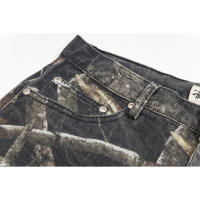 Pantalones capri para hombre con diamantes cortados en llamas de moda superior en 2025, pantalones vaqueros casuales de hip-hop para parejas, pantalones cortos lavados de calle americana para deportes de verano al aire libre - details 11