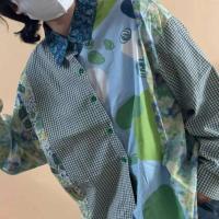 Moda Otoño para Mujeres Blusa Suelta con Estampado de Costura Retro Japonés - details 5