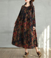 Vestido Floral de Algodón Vintage Moda Casual para Mujeres Primavera Otoño - details 5