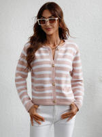 Cárdigan de punto a rayas para mujer, chaqueta Vintage con bolsillos, color rosa, otoño e invierno, 2023 - details 33
