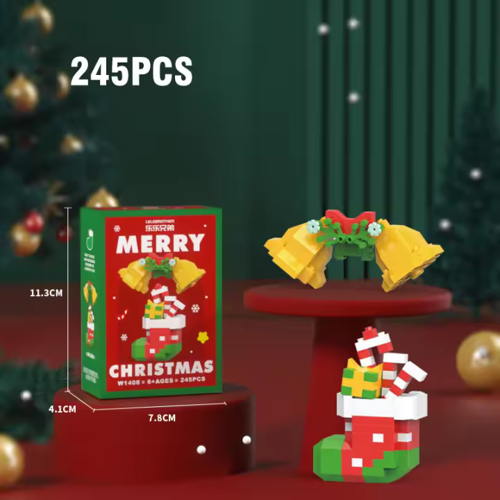 Serie de bloques de construcción de Navidad, rompecabezas de reno de Papá Noel, montaje de ladrillos, decoración de mesa, juguetes para niños, regalo de Navidad - 1