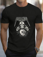 Camiseta gráfica Breaking Benjamin Skull & Lightning Bolt - Algodón pesado, perfecta para actividades al aire libre y atuendo casual - details 0