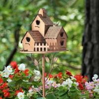 Casa de Pájaros para Jardín con Poste Casas de Alimentación para Pájaros Estilo Exterior para Patio de Corte Herramienta Decorativa para Jardín - details 1