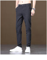 Pantalones de pie pequeño ajustados occidentales informales a rayas de primavera y otoño para hombre - details 2