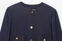 OUWU- Chaqueta De Mujer Con Cuello Redondo Y Manga Larga Con Costuras Contrastantes, Pantalones De Pierna Ancha De Cintura Alta, Nuevo Traje Informal De Primavera - details 4