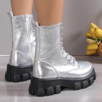 Botas informales con cordones para mujer, botines martin planos a la moda - details 3