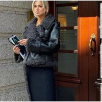 Chaqueta Larga de Lana de Oveja con Detalles de Parche Abrigo de Invierno Cálido con Cinturón y Bolsillo Moda Callejera Femenina 2024 - details 28