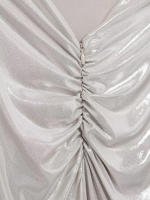 Vestido de noche para mujer con tirantes de lámina metálica, sólido, informal, sin mangas, elegante, fruncido, sin espalda, forrado - details 16