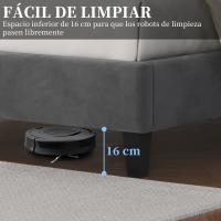 Tapizado en terciopelo Cama de matrimonio con cabecera ajustable en altura Marco de cama Soporte con listones de madera 160 × 200 cm Beige - details 39