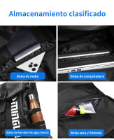 Mochila informal con tapa para hombre, mochila de gran capacidad, puede sostener baloncesto, con separación húmeda y seca - details 3