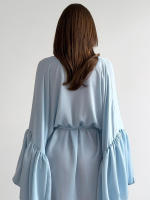 Otoño nuevo vestido fruncido con cuello en V y manga con lazo para mujer con sentido del diseño, elegante y a la moda para - details 3