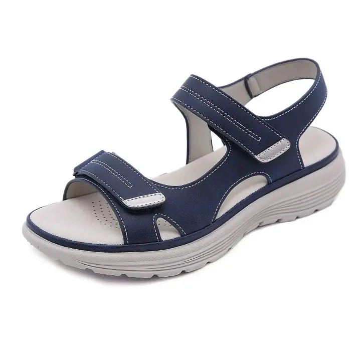 Sandalias de Cuero de Tacón de Cuña para Mujeres Moda de Zapatos Planos - 1